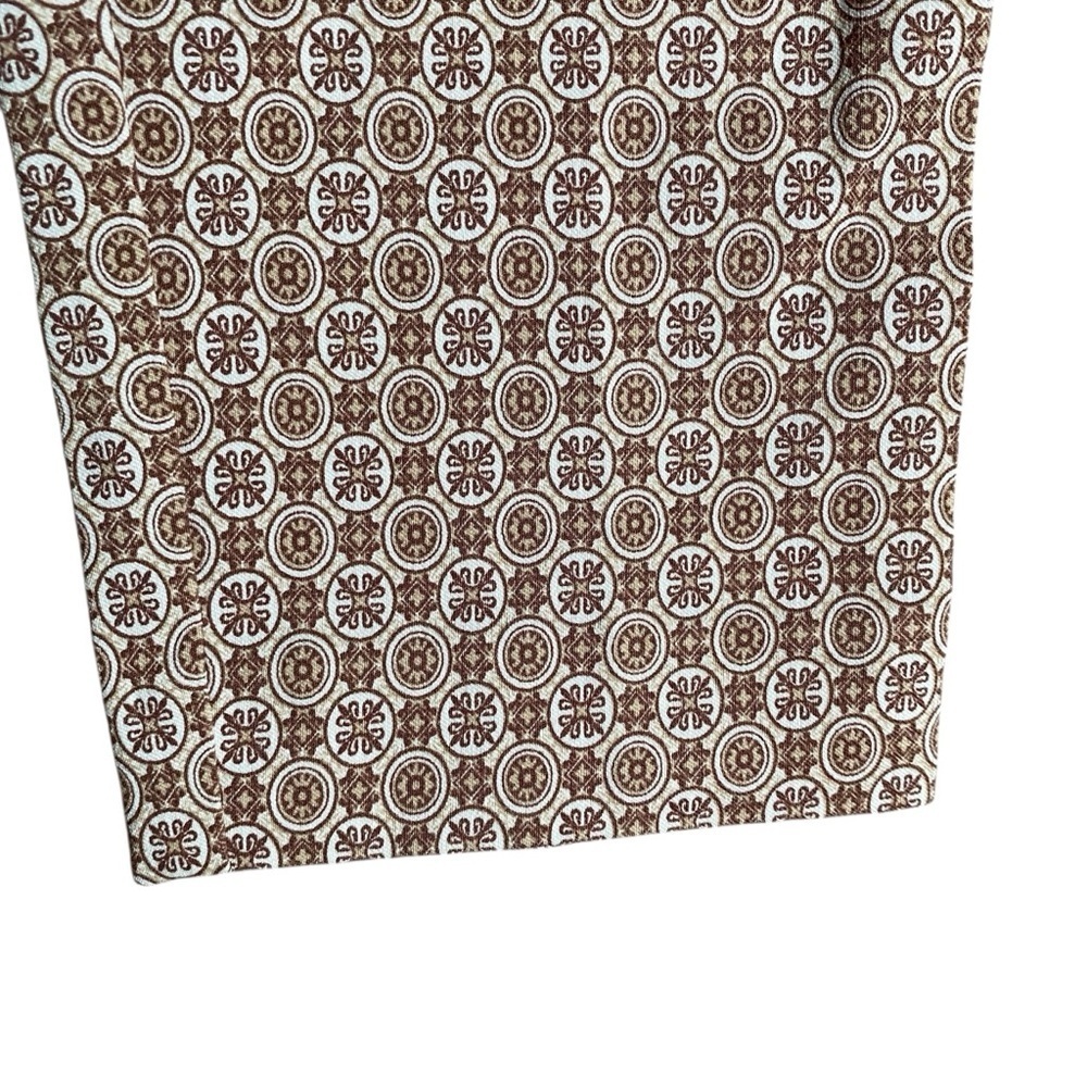 Cynthia Rowley Geometric Print Pants Brown Cream Stretch Ankle Trousers Sz 2 - Picture 4 of 10